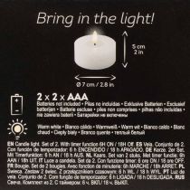 gjenstander LED XL telys hvit ekte voks med timer varm hvit 6 cm 2 stk