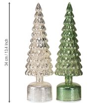 gjenstander LED juletre roterende grønt sølv H34cm 2 stk