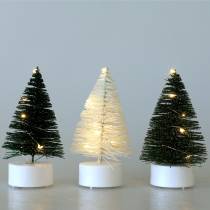 LED juletre grønn/hvit 10cm 3stk