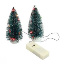 LED juletre mini kunstig for batteri 16cm 2stk