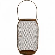 gjenstander Dekorativ lykt med håndtak metall rust look Ø17cm H28,5cm