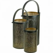 Dekorative lanterner, lanterne metall hullmønster H35,5/31/25cm sett med 3