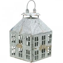 gjenstander Vintage dekorativ lanterne metall lys hus hvit rust H35cm