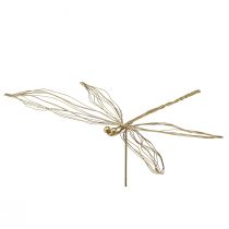 gjenstander Dragonfly metall dekorativ blomsterplugg sommer gull B28cm 2stk