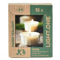 gjenstander Light.one papir telys naturlig plastfri vegansk 12 stk