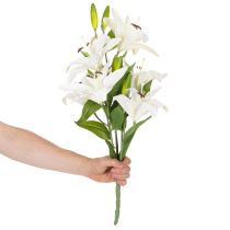 gjenstander Kunstige liljer, 6 hvite blomster, realistisk blomstrende gren, 66 cm