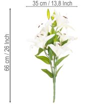 gjenstander Kunstige liljer, 6 hvite blomster, realistisk blomstrende gren, 66 cm