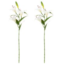 gjenstander Kunstig liljeblomst, realistisk kopi, slitesterk dekorasjon for oppholdsrom, 66 cm, 2 stk.