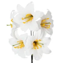gjenstander Kunstig liljeblomst, hvit, på ståltråd, medium størrelse, 35 cm, 5 stk.
