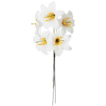 gjenstander Kunstig liljeblomst, hvit, på ståltråd, medium størrelse, 35 cm, 5 stk.