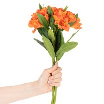 gjenstander Kunstig Alstroemeria oransje blomst, kunstig bukettdekorasjon, 75 cm, 3 stk.
