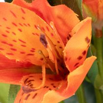 gjenstander Kunstig Alstroemeria oransje blomst, kunstig bukettdekorasjon, 75 cm, 3 stk.