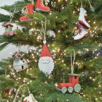 gjenstander Lokomotiv juletrepynt trerød, grønn 8,5 × 4 × 7cm 4stk