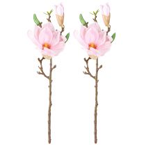 gjenstander Magnolia Rosa Kunstig Blomst Kunstig Blomstergren H40cm 2stk