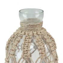gjenstander Makrame flaske glass dekorativ vase naturjute Ø10,5cm H26cm