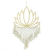 gjenstander Makrame veggdekor lotus dekorasjon bambus naturlig krem 70cm