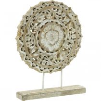 Mandala til plass, blomsterdekorasjon i tre, borddekorasjon, sommerdekorasjon shabby chic natur H39,5cm Ø30cm