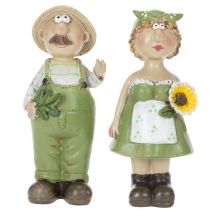 gjenstander Dekorative figurer av et bondepar, morsom stue- og sommerdekorasjon for innendørs bruk, 17 cm, 2 stk.