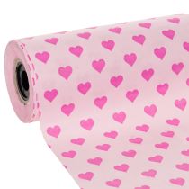 gjenstander Mansjettpapir med hjertemotiv, rosa, 25 cm, 100 m
