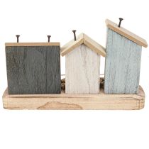 gjenstander Maritime dekorative hus tre fiskevær blå hvit 26×16×10cm