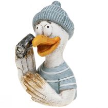 gjenstander Maritim dekorasjon måke borddekorasjon blå hvit sølv H11cm 2 stk