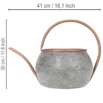 gjenstander Dekorativ vannkanne i metall, vintage landlig stil, hagedekorasjon, for planting, sølvkobber, L41cm Ø26cm H30cm