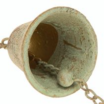 gjenstander Vindklokke i metall med hjerte og klokke hagedekor antikk 72cm