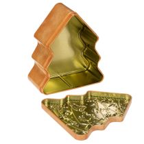gjenstander Juleboks, kakeboks, juletre og hus, pepperkakeutseende, 14 cm, 2 stk.