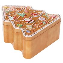 gjenstander Juleboks, kakeboks, juletre og hus, pepperkakeutseende, 14 cm, 2 stk.