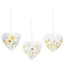 gjenstander Hjerteanheng med blomstermønstre som veggdekorasjon, 7 cm, 6 stk.