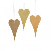 Hengende dekorasjonsvindu metallhjerter, dekorative hjerter til å henge opp beige/gul/oransje H15cm 6stk