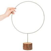 gjenstander Dekorativ rund ring på trebase, metall, for tørkede blomster, 52 cm