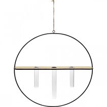 gjenstander Dekorativ ring til oppheng med glass metall svart Ø35cm