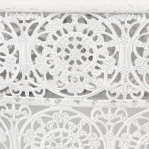 gjenstander Metallskåler med blondemønster, dekorativ beholder, firkantet, shabby chic, hvit, 27/23/19 cm, H13,5 cm, sett med 3