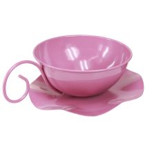 gjenstander Metallkrus Ø16cm H9cm Dekorativt krus med skål Rosa 2 stk.