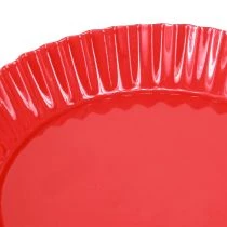 gjenstander Metallplate rød liten dekorativ tallerken med basismetall Ø14cm 2 stk