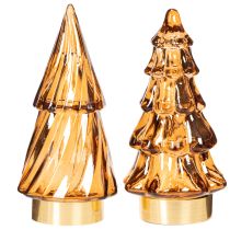 gjenstander LED-juletredekorasjon i glass for innendørs bruk, batteridrevet, 13 cm, 2 stk.