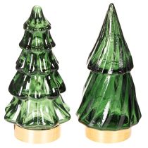 gjenstander Juletre i glass med LED-lys, borddekorasjon, jul, 13 cm, 2 stk.