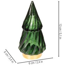 gjenstander Juletre i glass med LED-lys, borddekorasjon, jul, 13 cm, 2 stk.