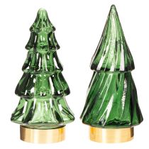 gjenstander Juletre i glass med LED-lys, borddekorasjon, jul, 13 cm, 2 stk.