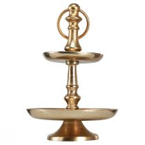 gjenstander Mini etagere metalldekor gull matt 2-lags borddekor H22cm