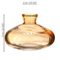 gjenstander Mini glassvaser, løkformede, flate i oransje, Ø9 cm, 6 stk.