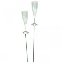 Mini champagneglass nyttårsaften dekorasjon til pinne 7,5cm 24stk