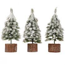 gjenstander Mini juletre trefot grønn hvit Ø8cm H18cm 3stk