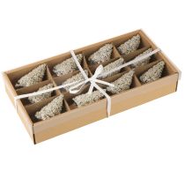 gjenstander Mini juletreborddekorasjon champagne hvit H8cm 12 stk