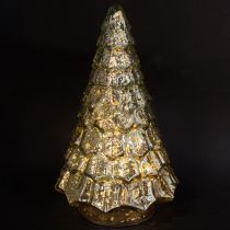 gjenstander Mini juletre med LED-belysning grønn gull 28 cm