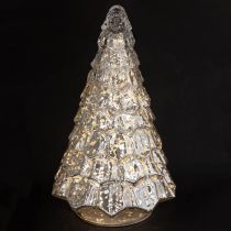 gjenstander Mini juletre med LED-belysning sølvgull 28cm