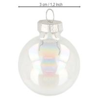 gjenstander Mini julekuler i glass, iriserende, klare, 3 cm, 22 stk.