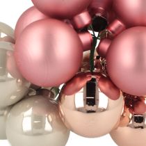 gjenstander Mini julekuler glass rosa grå tråd Ø40mm 32 stk