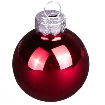 gjenstander Mini julekuler rødt glass matt glans Ø3cm 22 stk